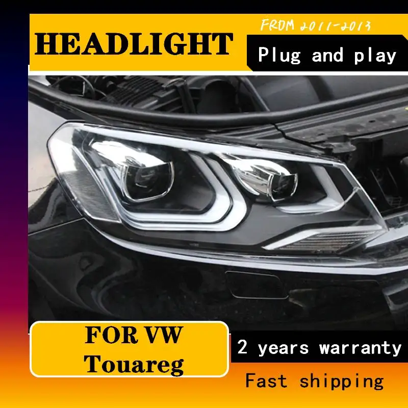 Car Styling for VW Touareg LED Headlight 2011-2013 Touareg LED DRL Hid Option Head Lamp Angel Eye Bi Xenon Beam Accessories