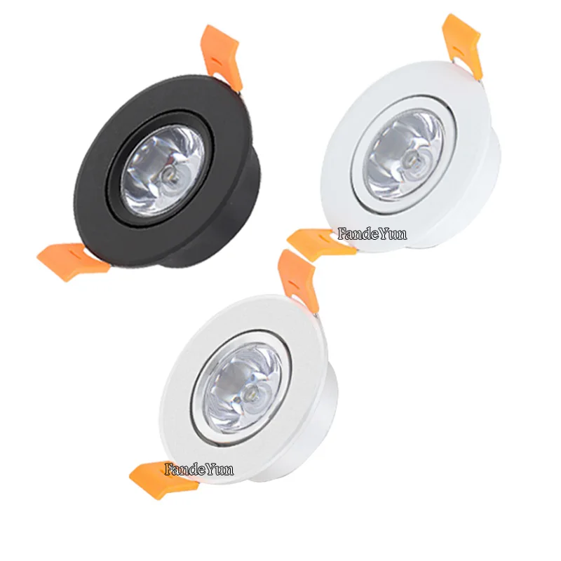 LED Mini sufitowa lampka punktowa LED możliwość przyciemniania 1W 3W mini LED typu downlight biały, czarny, srebrny Mini downlight AC110V 220V