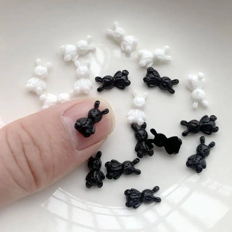 Diy50pcs لطيف ليتل الأرنب الأبيض الراتنج شقة الظهر مسمار الفن ديكور مسمار لوازم الهاتف شقة الظهر