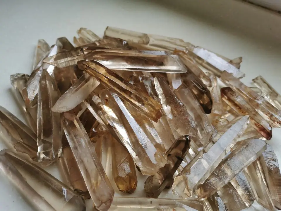 2.2lb  NATURAL Smoky Lemurian Seed Quartz Crystal Point + Terminated Wand Specimen