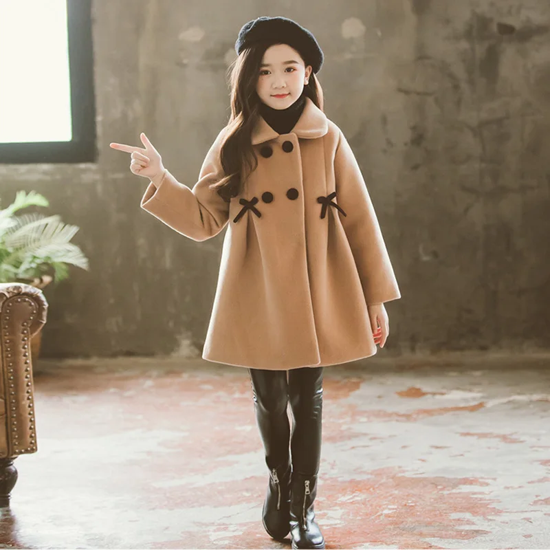 Children Jacket for Girls Winter Wool Warm Overcoat Fashion Girls Clothes Kids Outerwear Autumn Girls Coat 4 6 8 10 12 13 Years