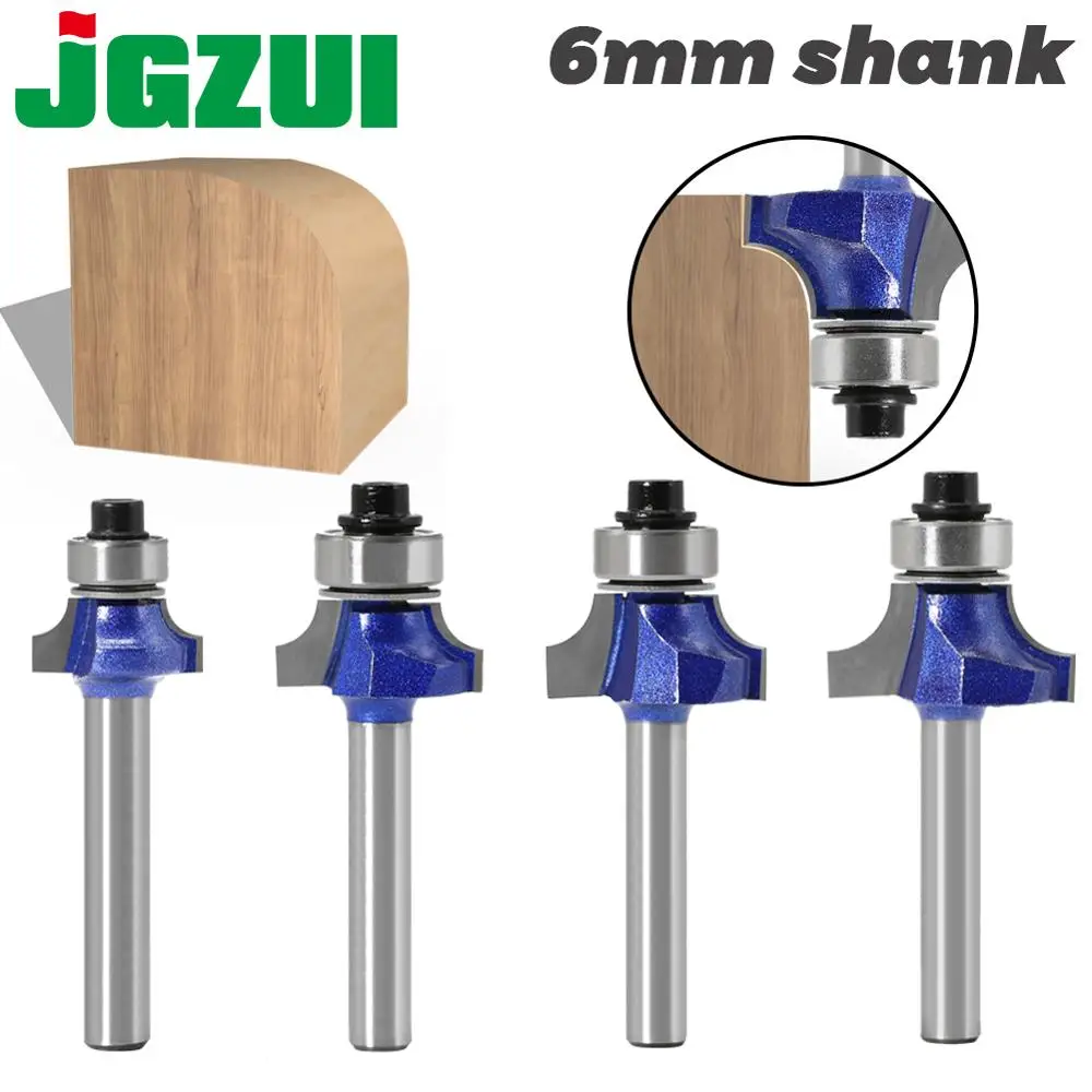 6mm Corner Round Professional level Over Router Bit with Bearing Milling Cutter for Wood Woodworking Tool Tungsten Carbide