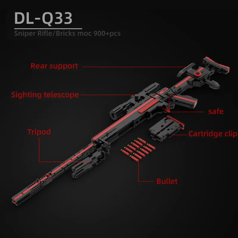 Q33 Sniper Rifle Military Series Block Gun Assembly Shoot WW2 Building Blocks Call of D Model Toys For Children Kids Gifts