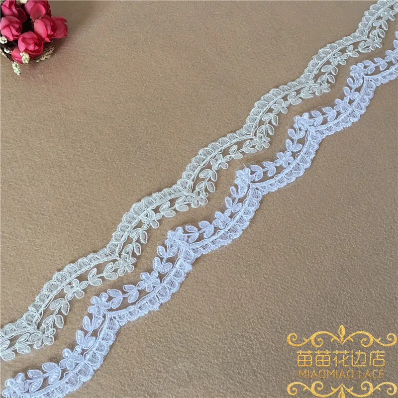 2Yards White/Ivory Lace Trimmings for Sewing in Lace Cording Ribbon Craft for Wedding Decoration 4cm