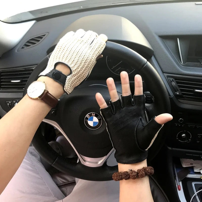 2024 New Men genuine leather gloves male sheepskin machinist gloves leather driving gloves men leather driver gloves