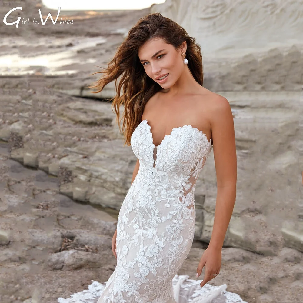 Vintage Sexy Mermaid Lace Sweetheart Wedding Dress Sleeveless Court Train Bridal Gown Button Back Appliques vestidos de novia