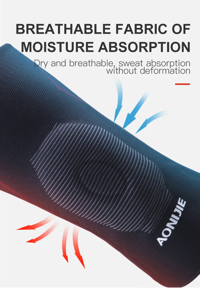 AONIJIE E4409 One Piece Double Protective Knee Brace Support Compression Sleeve Knee Pad Massage Silicone Kneepad For Running