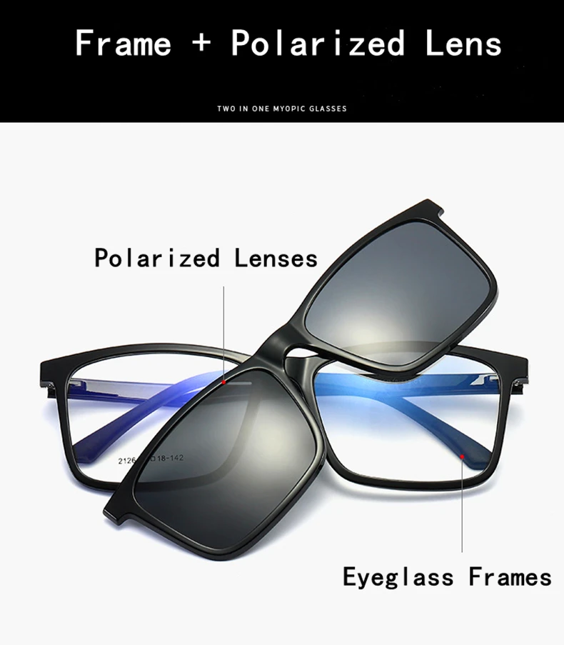 YIMARUILI Multifunktions-Sonnenbrille mit optischer Sehstärke, magnetische Clip-on-Sonnenbrille für Herren, Anti-Ultraviolett-Fahrbrille 2126 – Detail 1