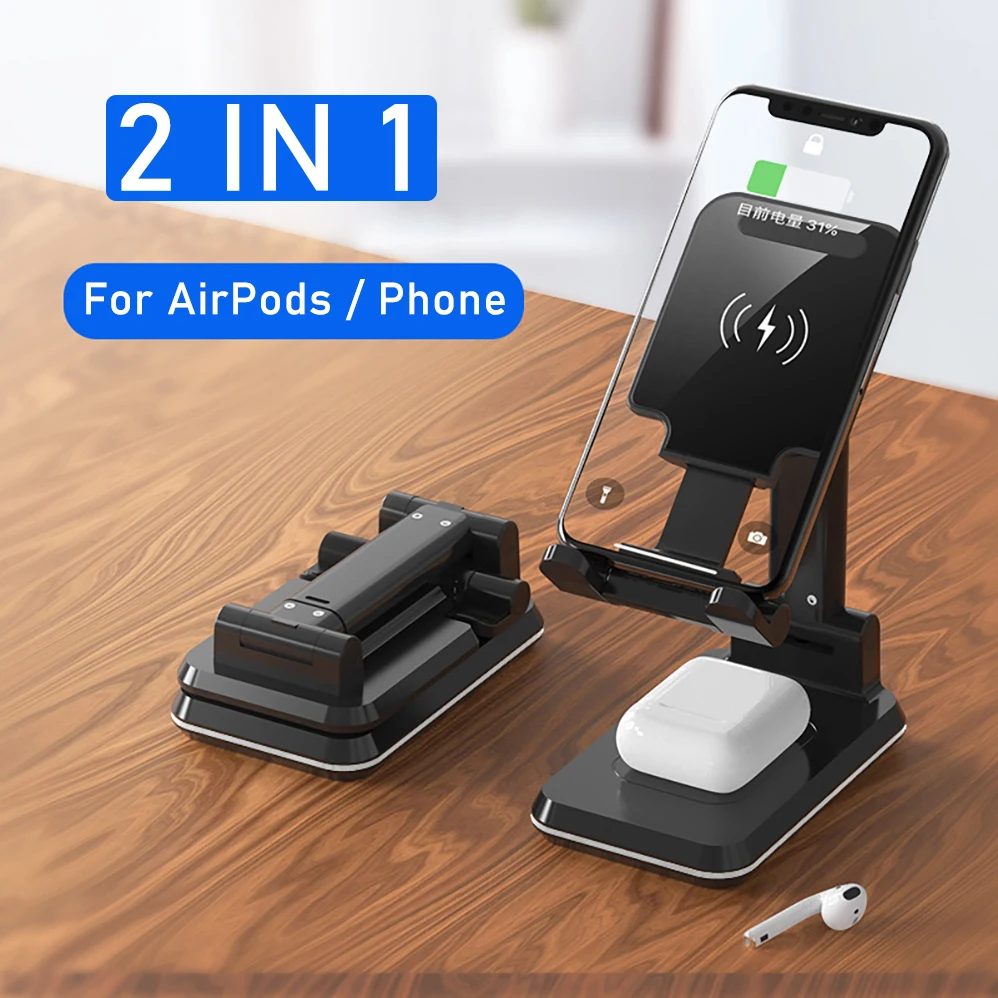 

Fold Wireless Charger Stand Portable for Apple iPad Air AirPods iPhone SE2 11 Pro XS Max XR Sasmung Galaxy Tab A S20 S10 Note10