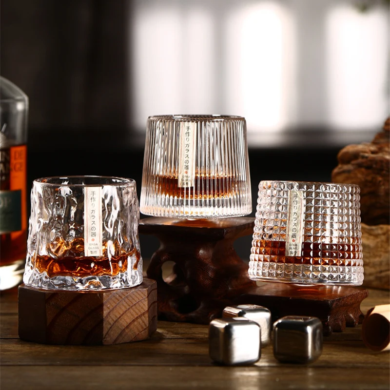 Japanese Whisky Glass Creative Rotating Crystal Glasses Spirits Beer Tumbler Foreign Glass Ins Nordic Fine Simplicity Wineware