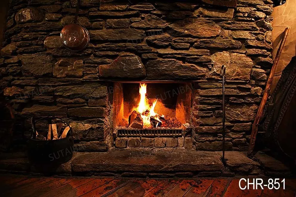 Fireplace Wood Burning Fire Blame Wallpaper Home Decor Country Pattern Photo Backgrounds Photography Backdrop Photo Studio