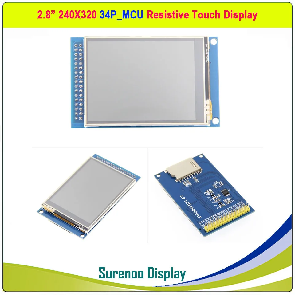 2.8 inch 240*320 34P_8/16 Bit MCU Parallel XPT2046 Resistive Touch ILI9341 TFT LCD Module Display Screen Panel