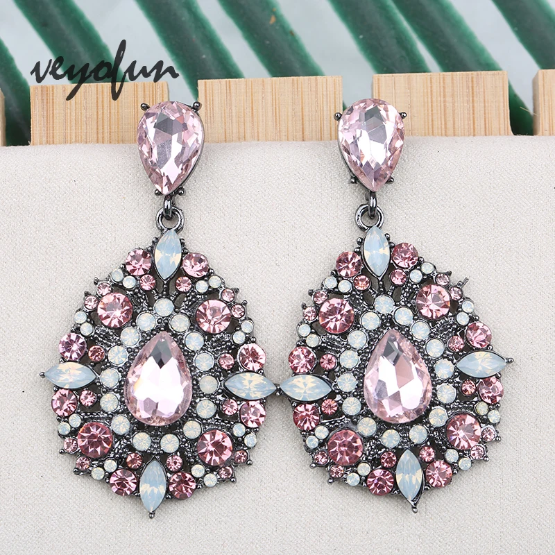 Veyofun Classic Cystal Rhinestone Drop Earrings Luxury Party Dangle Earrings Fashion Jewelry for Women Gift