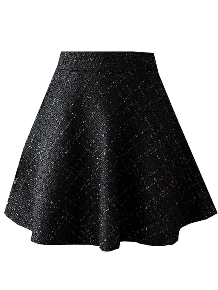 Tweed Woolen Skirt for Women, High Waisted, A-line, Short, Mini Skirts, Korean Fashion, New, Fall, Winter