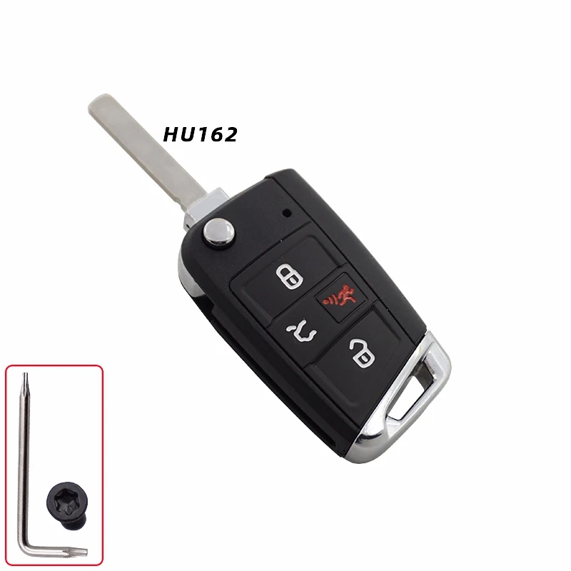 Xinyuexin 4 Button Flip Car Key Shell for Vw for Seat Ibiza for Skoda Superb Golf Mk7 Passat B8 Tiguan Allspace Remote Key Case