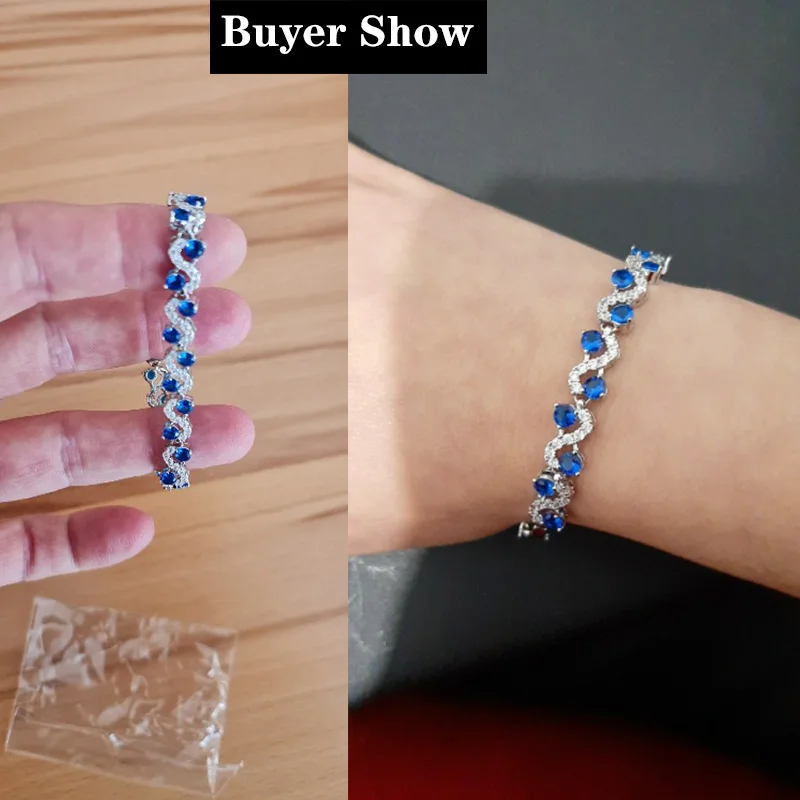 Pera 5 Colors Options Fashion Ladies Silver Plated Cubic Zirconia Royal Blue Tennis Bracelets Jewelry for Christmas Gift B017