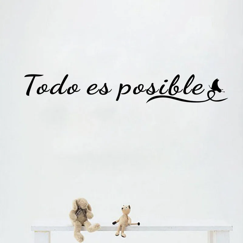 Everything Is Possible Wall Sticker Spanish Motivational Quote Wall Decals Home Decor Removable Vinyl Wall Art Murals Decoration