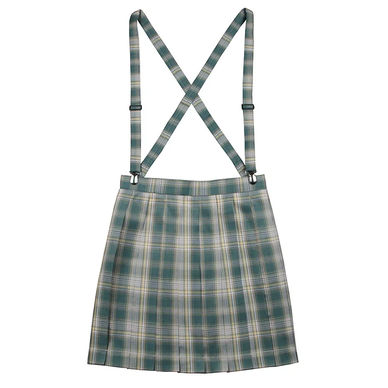 Japanese School Dresses Girl Dark Green College JK Plaid Pleated Skirts Uniform Cosplay Anime Sailor Suit High School Student