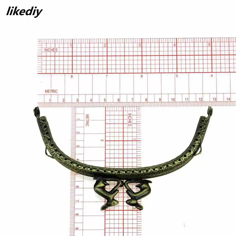 1 Piece 12.5 CM Embossing Arc Antique Bronze Rabbit Head Metal Purse Frame Kiss Clasp DIY Bag Accessory
