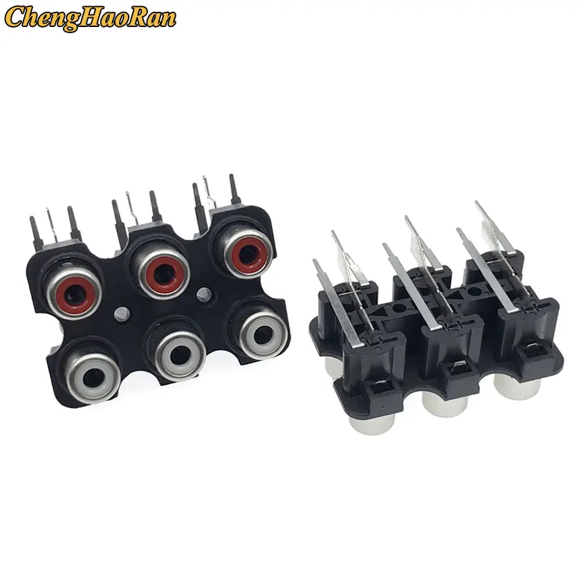 ChengHaoRan 1pcs Red And White Color 2Hole 3Pin/4Hole 6Pin/6Hole 9Pin Rca Female Audio Video Plug Av Concentric Socket Connector