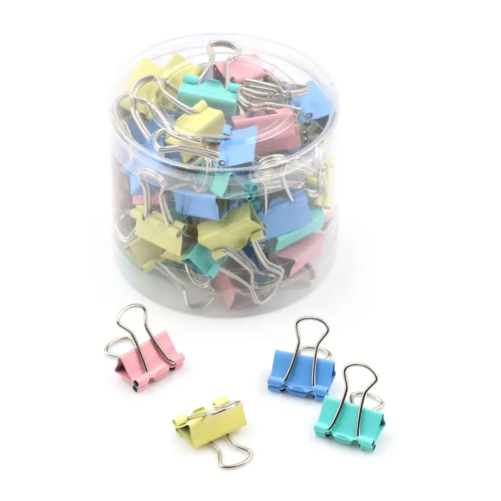 60Pcs 15mm Colorful Metal Binder Clips Note File Paper Clip Holder Office Supplies