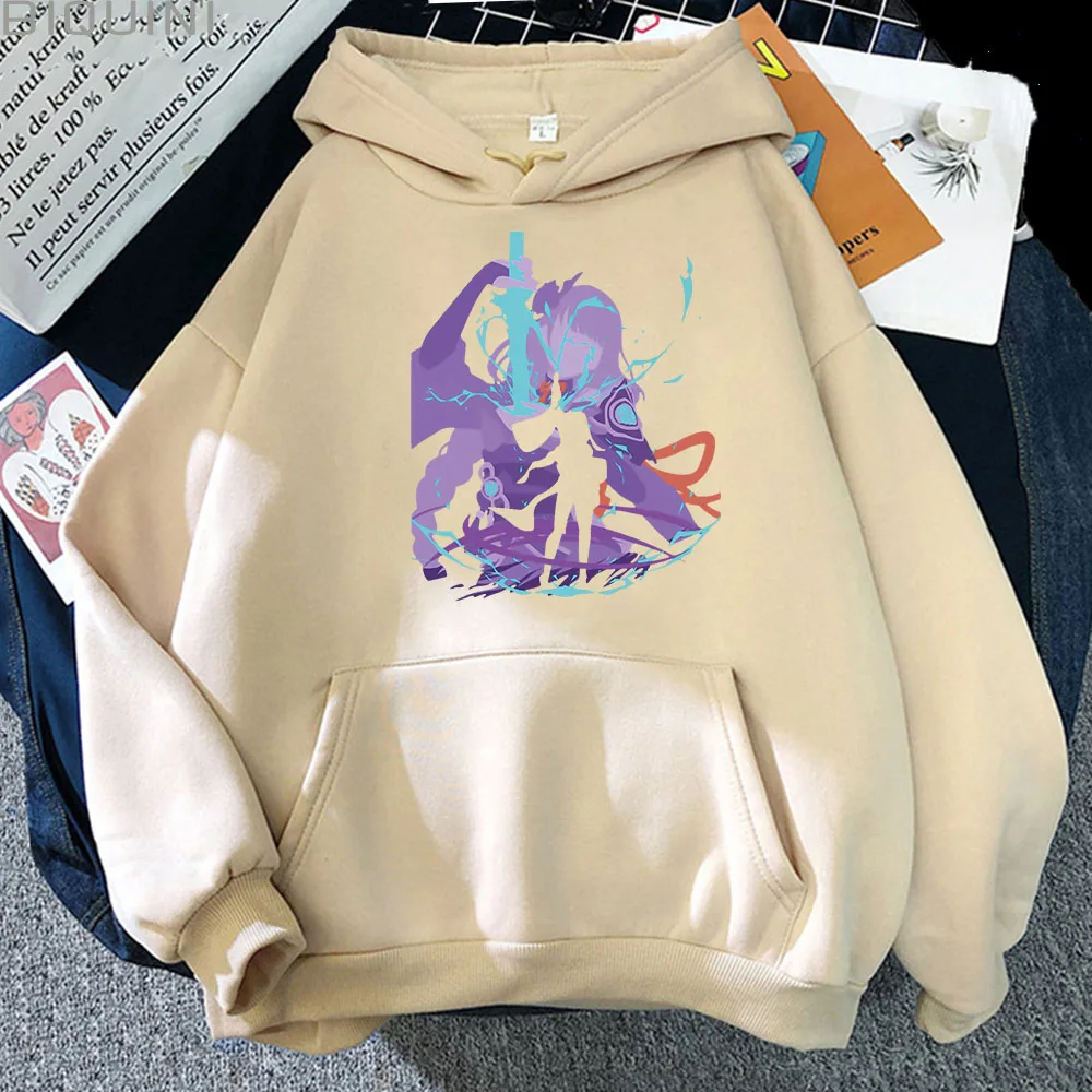 Genshin Impact Hoodie Raiden Shogun Vintage Sweatshirt Women/Men Japanese Streetwear Colors 12 Anime Clothes Graffiti Game Print