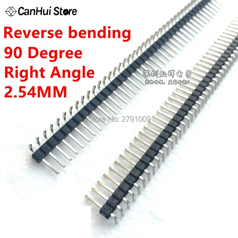 2.54MM 1*40P 1X40P 90 degree Right angle Single Row Male Pin Header Positive/Reverse/Top bending PCB Board Connector Pinheader