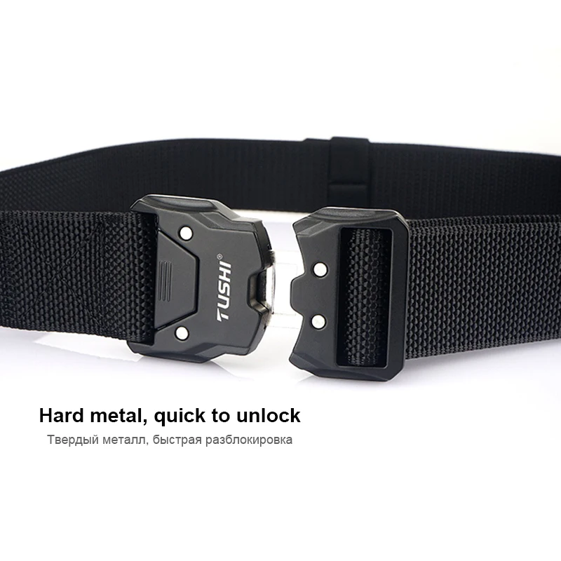 HSSEE New Men\'s Tactical Outdoors Belt Hard Alloy Metal Pluggable Buckle Military Army Belt Tight Nylon Casual Jeans Belt Male