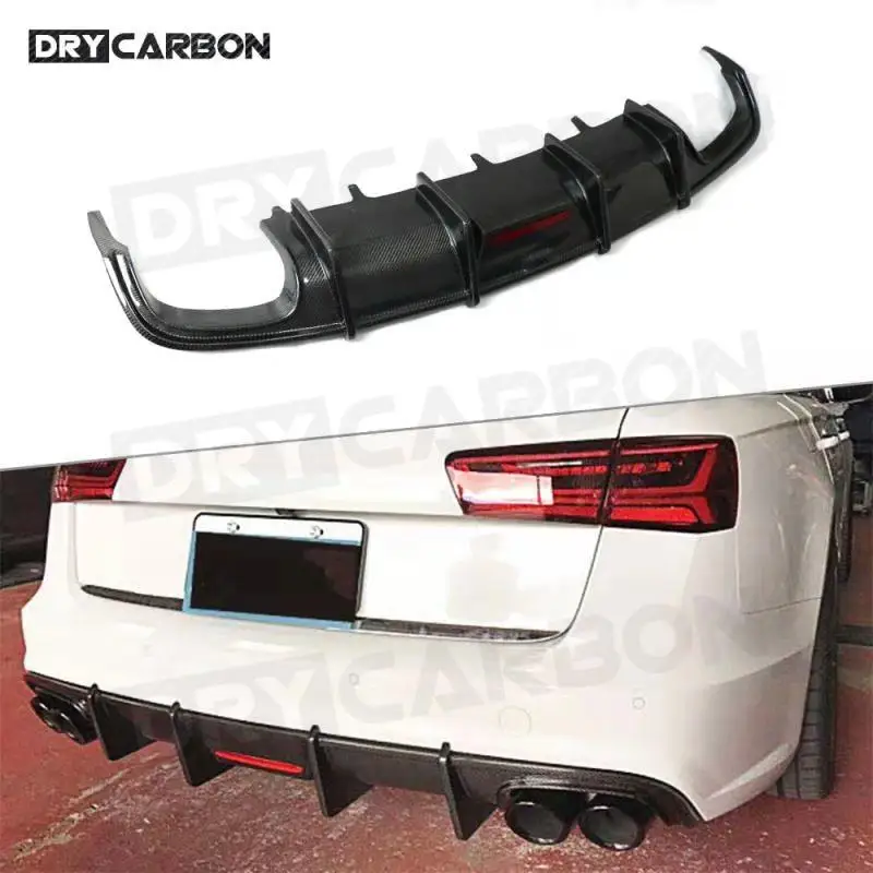 

Carbon Fiber Rear Lip Diffuser With Lamp For Audi A6 Sline S6 2013-2018 (Non for A6 Base ) Fins Shark Style Bumper Guard