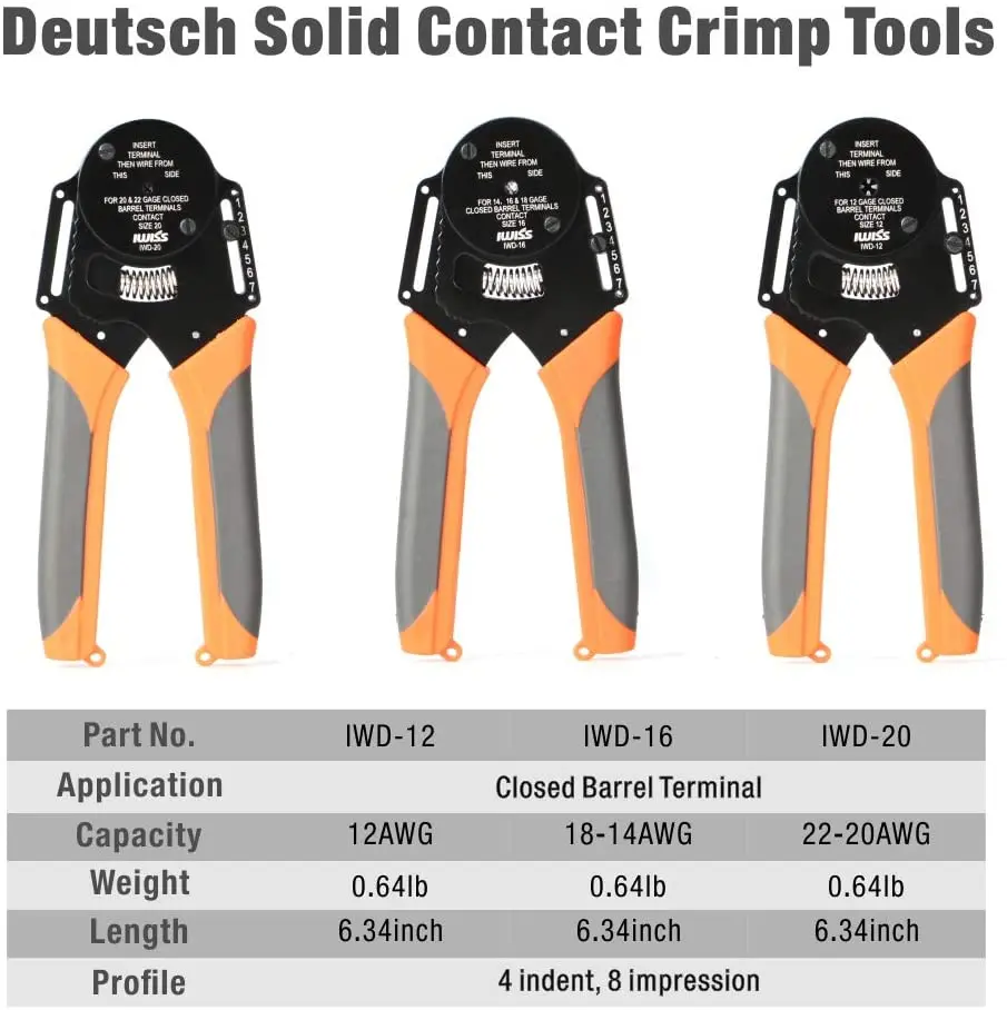 IWISS KIT-DC01 Automotive Rapair Mult Tool Kit Crimping Tools set Removal Tools for Deutsch Terminals Weather Pack Terminals