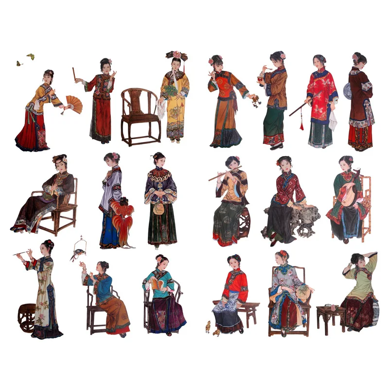 1 Pcs Vintage Oude Chinese Wijzen Man Decor Esthetische Scrapbook Boek Journal Briefpapier Stickers School Office Art Supplies