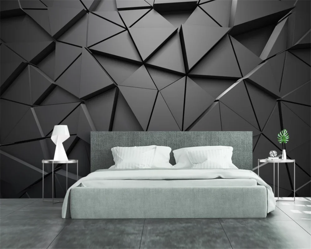 beibehang Customize modern new 3D solid geometric abstract gray triangle background papel de parede wallpaper papier peint