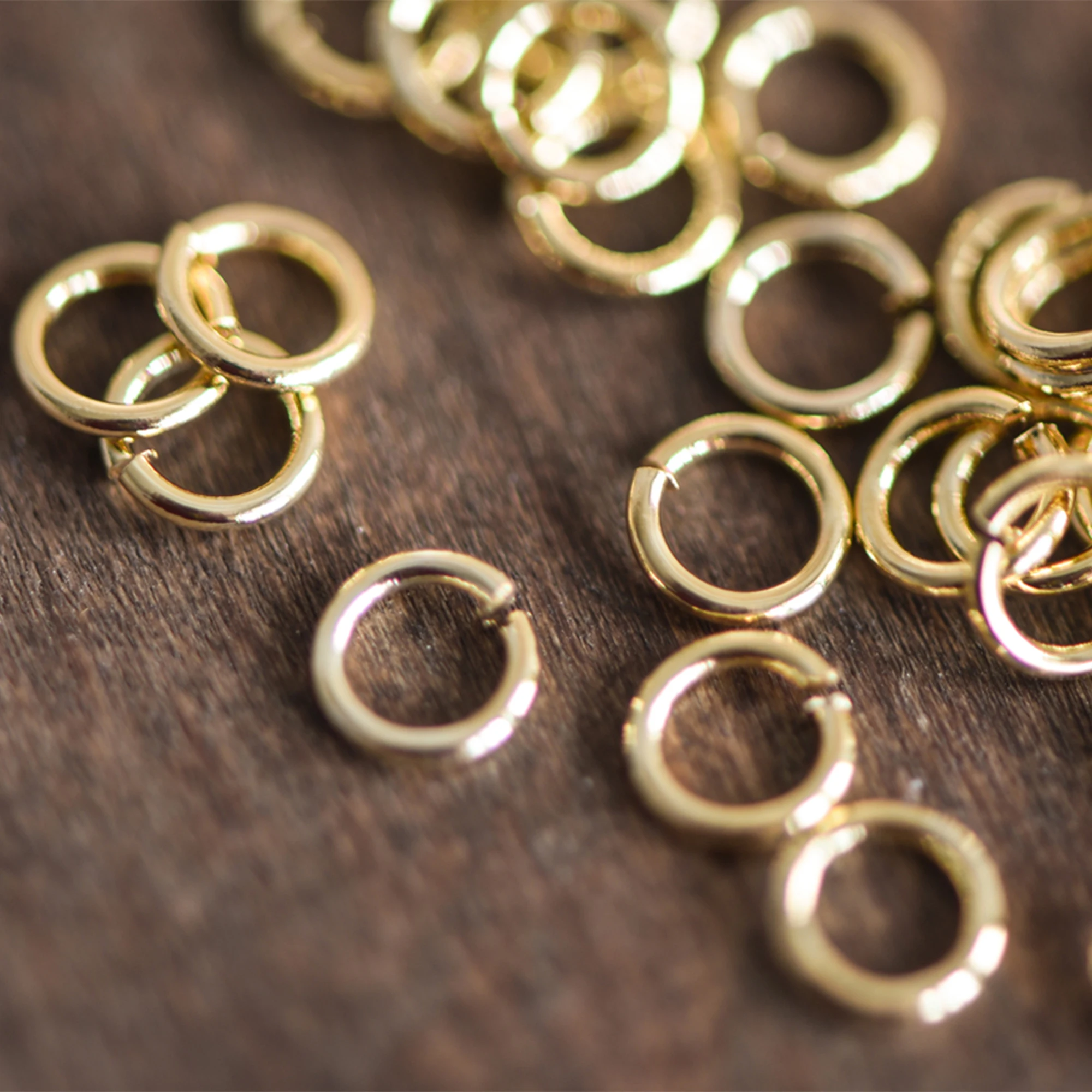 100pcs Real Gold Plated Brass Open Jump Rings, 3-8mm by 0.7-0.8mm(20-21 Gauge), Multi Size Split Jump Rings Wholesale (GB-049)