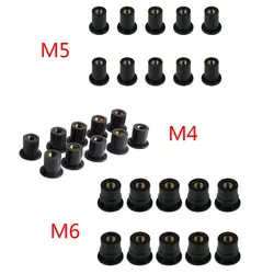 10pcs M4/M5/M6 Rubber Well Nuts Blind Fastener Windscreen Windshield Fairing Cowl Fastener Accessories for Motorcycle