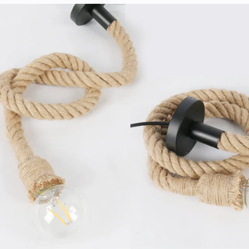 Imagem -04 - Industrial Hemp Rope Pendant Lights Criativo e Personalidade Lâmpada para Restaurante Coffee Bar Ac90260v E27