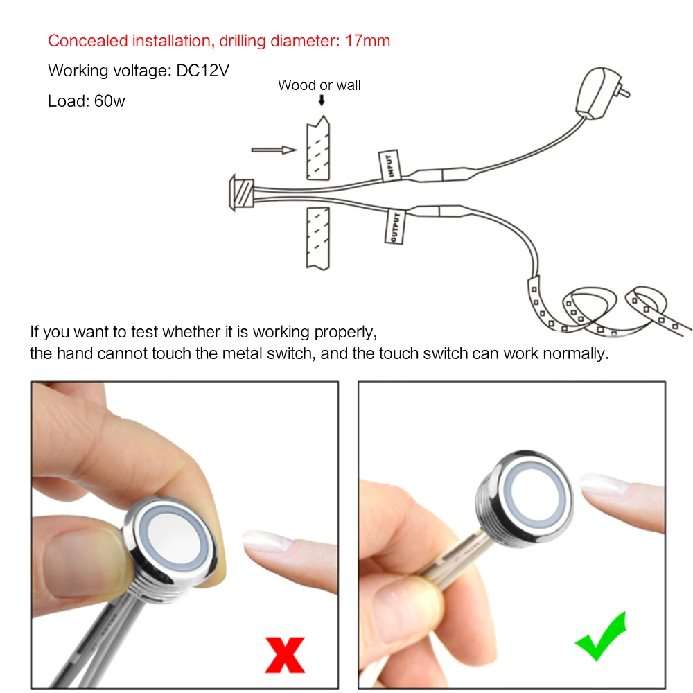 DC 5V 12V To 24V LED Touch Switch Stepless Dimming Waterproof Metal Touch Button Switch Accessories