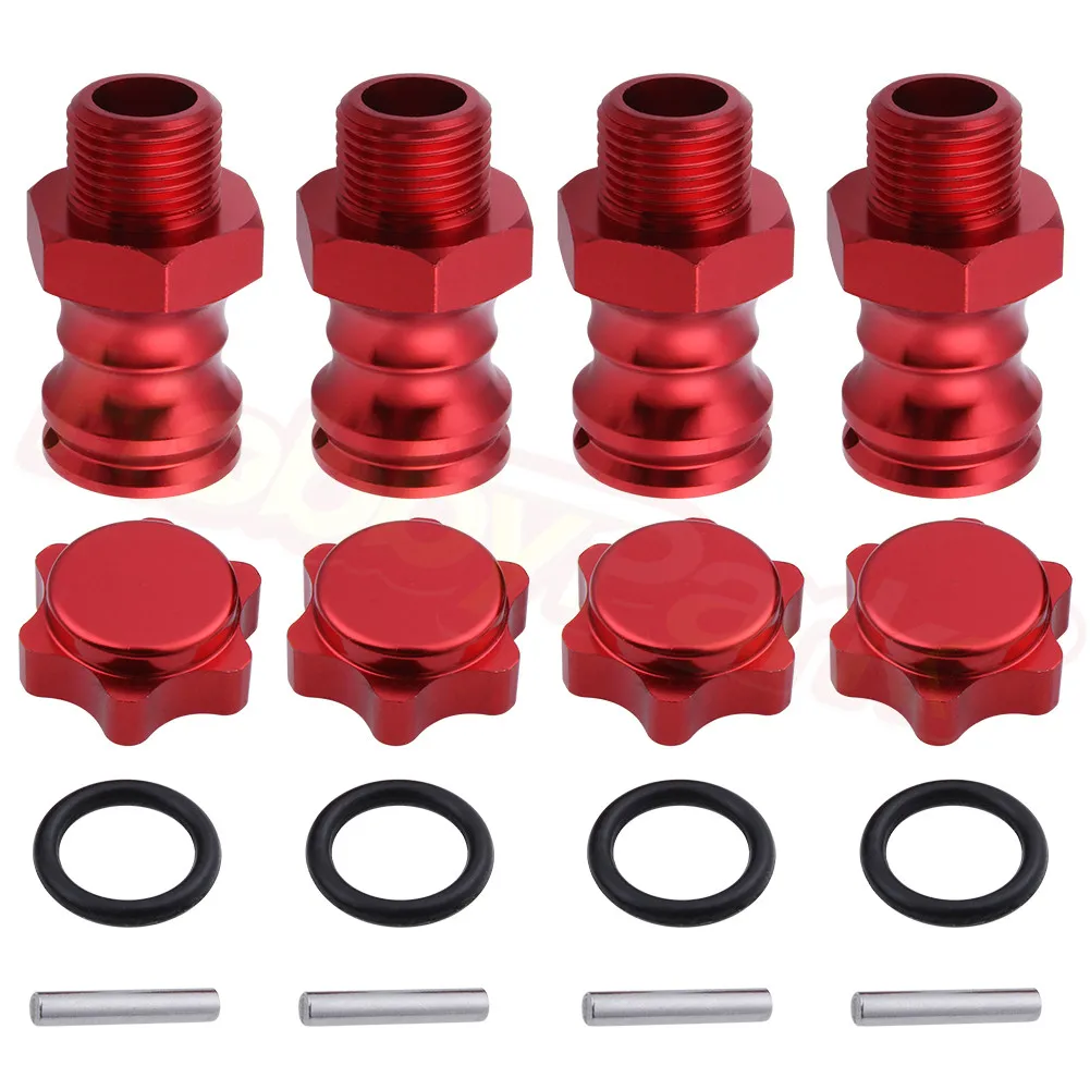 4 sztuk 17mm aluminium piasty Hex zestaw 23MM Adapter przedłużający z pinami + O Ring do 1/8 RC Hobby samochód Buggy monster truck