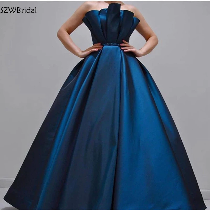 

Customized Satin Navy Blue formal dresses evening Party night Vestidos elegantes abiye Cheap Party dress
