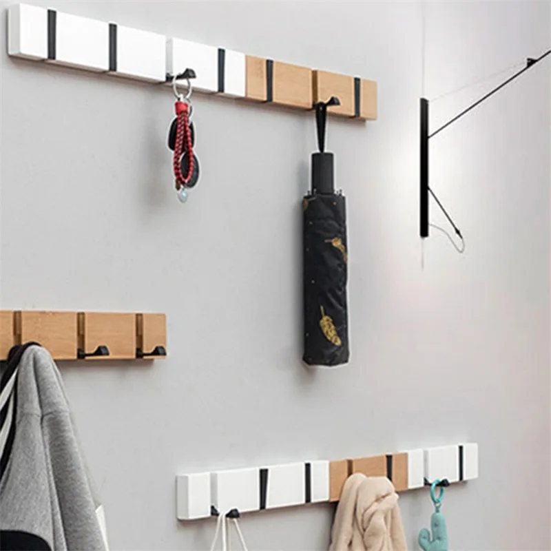 Foldable Coat Rack Bamboo Hallway Hat Hook Hanger Bedroom Door Wall-Mounting Hook Corner Room Kitchen Toilet Wall Brack Hook