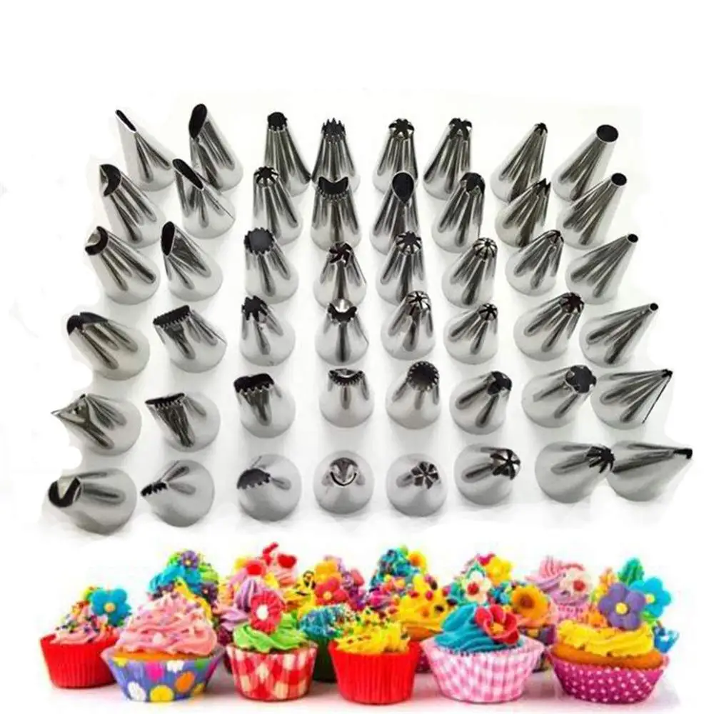 48 pcs Russian Piping Tips Ruffle Piping Nozzles Skirt Icing Set Stainless Steel Baking Supplies Cake Cupcake Decorating Kits