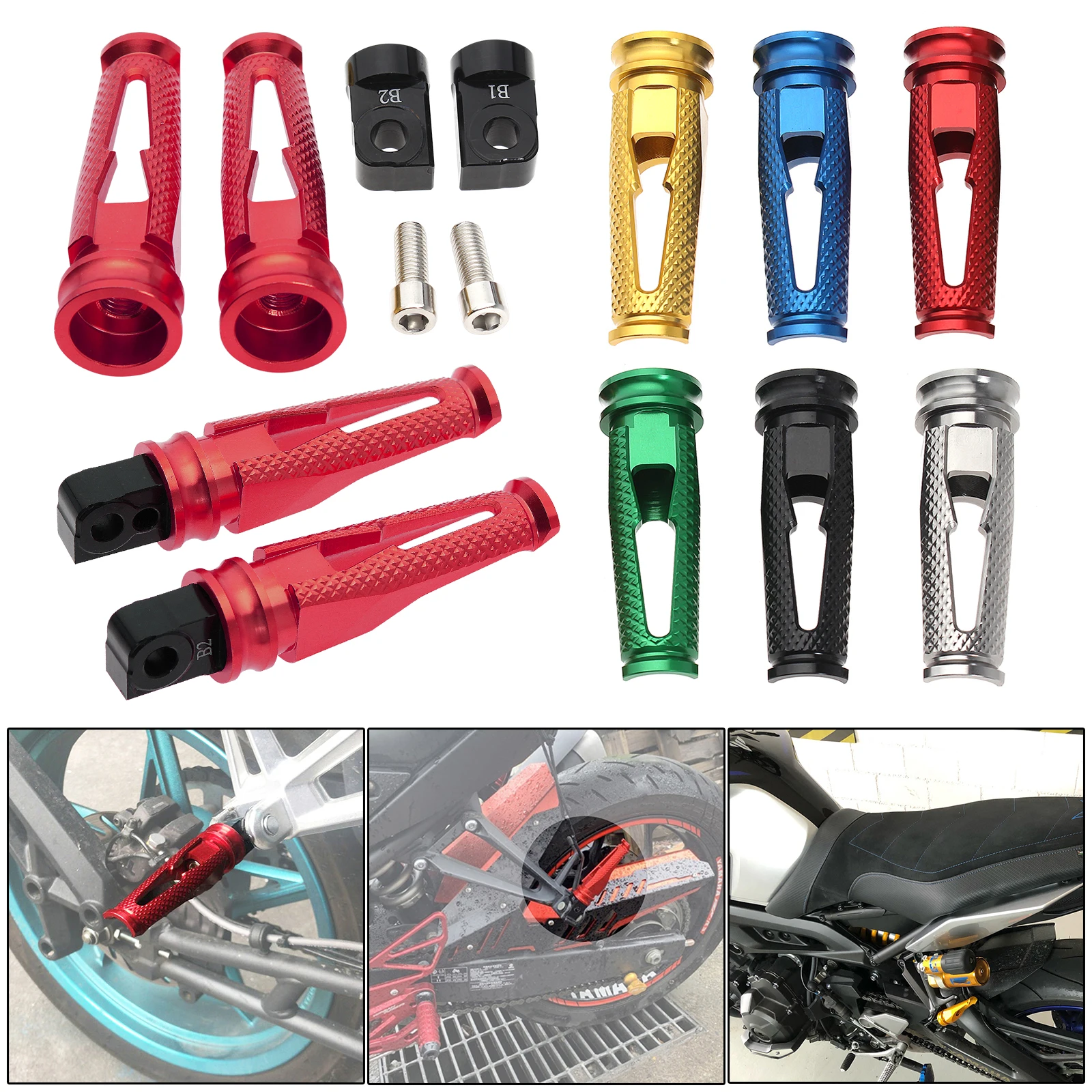 

Rear Foot Pegs Pedal Passenger Footrests For SUZUKI GSXR1300 Hayabusa GSXR600 750 2006-On GSX-S100 Motorcycle Aluminum