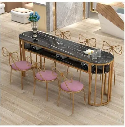 New nail table single double simple modern nail table round double-layer table economical nail table and chair set