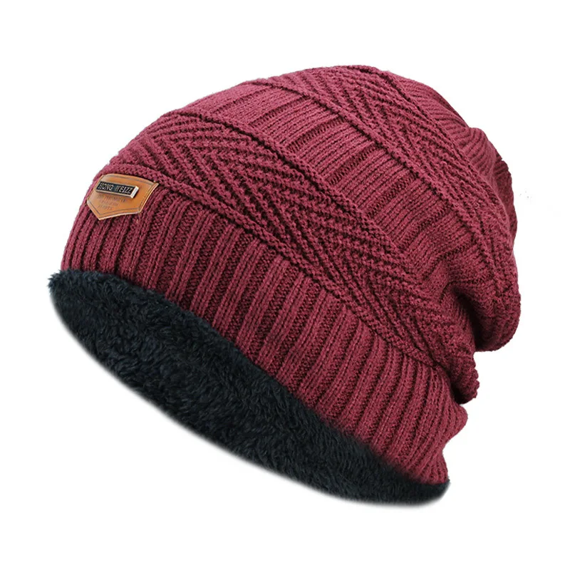 Beanies Men Winter Hat Women Knitted Hats For Men Cap Winter Beanie Hat Gorro Thick Warm Brimless Fur Bonnet Men\'s Cap