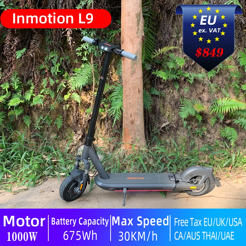 INMOTION L9 Electric Scooter 1000W 95Km Range 10“ Tire Dual Brake Skateboard Suspension Systemn LED City Scooter Free Shipping