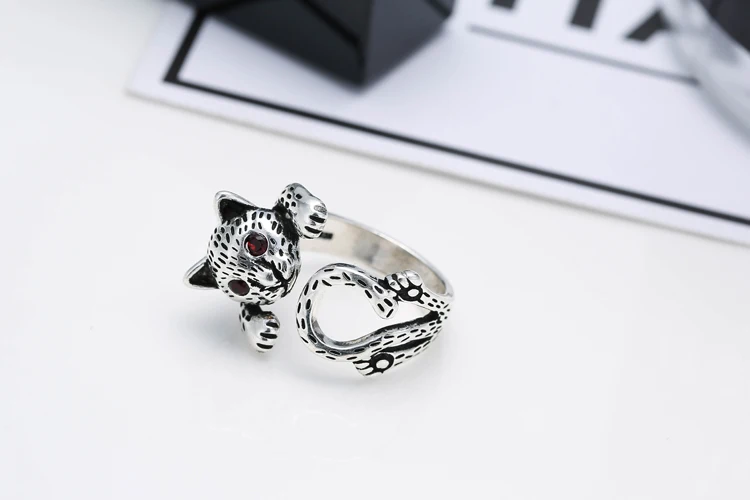 Creative Personality  New 2018 925 Sterling Silver Jewelry Thai Silver Cobra Crystal Temperament Opening Rings