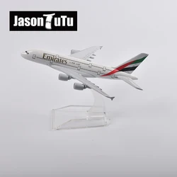 JASON TUTU 16cm United Arab Emirates Airbus A380 Plane Model Aircraft Diecast Metal 1/400 Scale Airplane Model Gift Collection