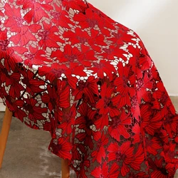 0.5Meters Heavy Handmade Water-Soluble Lace Fabric Red Hollow Two-Color Embroidery Cloth For Dress Cheongsam Dress Wedding Dress