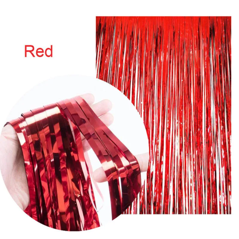 1/2/3/4M Party Background Curtain Gold Silver Background Wall Tassel Rain Silk Door Curtain Christmas Wedding Room Decoration