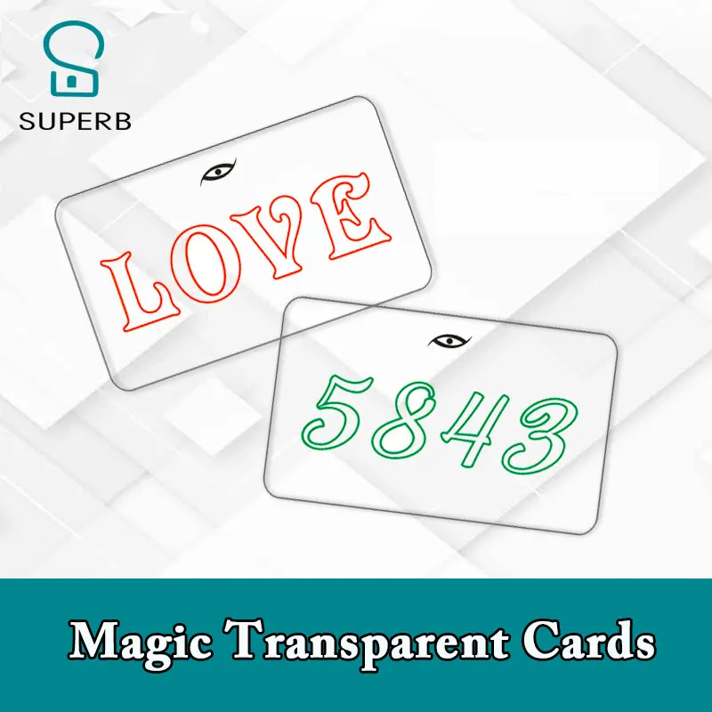 Superb escape room props Magic Transparent 4 card and pile cards up to get password Acrylic Magic card 1987 plastic clear sheet