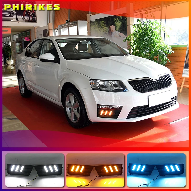 

For Skoda Octavia 2017 Car Accessories Waterproof 12V DRL Fog Lamp Decoration LED Daytime Running Light